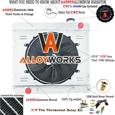 Ventilador de cubierta de radiador de 3 filas para Buick LeSabre Electra Skylark 1960-1964 6,6 L 7,0 L Foto 1 de 4