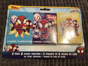 BNIP New 3 x Pack of Disney Marvel Spidey Amazing Friends - 8 Crayons - 9cm Long - Picture 1 of 4