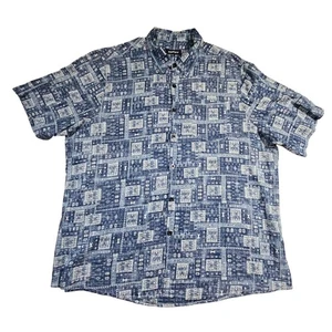 Camisa VatPave XXL Para Hombres Azul Estampado Geométrico Manga Corta Abotonada - Imagen 1 de 6