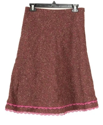 Falda Boden para mujer 10 rosa tweed tejido línea A encaje ribete forrado lana Foto 1 de 4