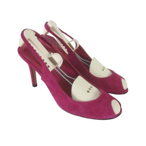 LK Bennett Damen 8 lila Wildleder Slingback Pumps Peeptoe Heels Made Spain EU 39 - Bild 1 von 12
