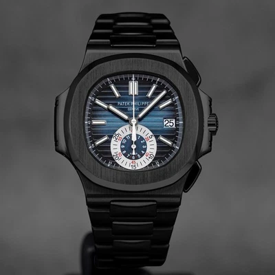 Patek Philippe Nautilus 5980/1A Negro DLC 'Stealth' Esfera Azul Cronógrafo Foto 1 de 4