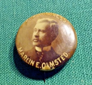 Vintage Early Political Pinback Button Marlin Olmsted for Congress Celluloid Pin - Picture 1 of 3