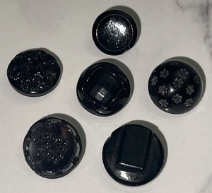 Vintage Czech Black Glass Buttons Button Lot 138-28 - Picture 1 of 11