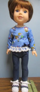 Set leggings denim realizzati per adattarsi alle bambole slim Wellie Wishers 14,5" - Foto 1 di 3