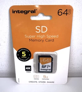 Integral 64GB High Speed SD SDXC Card V30 up to 100MB/s 4K Ultima Pro - Picture 1 of 8