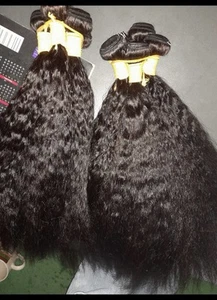 Kinky Straight Human Hair Bundles 16 18 20 Inch 12A 100% Yaki Straight Bundles - Picture 1 of 1
