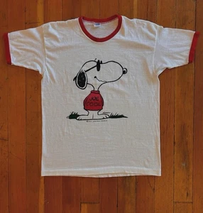 Joe Cool Snoopy Ringer T-Shirt Vintage Style Staple Tee Large - Bild 1 von 2