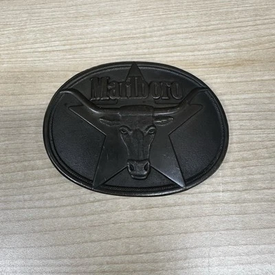 Philip Morris Marlboro Tobacco Texas Longhorn Vintage Solid Brass Belt Buckle - Image 1 of 4