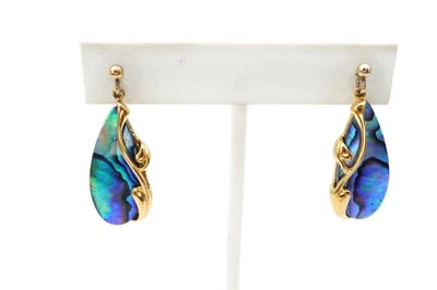 Pendientes Ariki Paua Shell tono dorado Foto 1 de 4