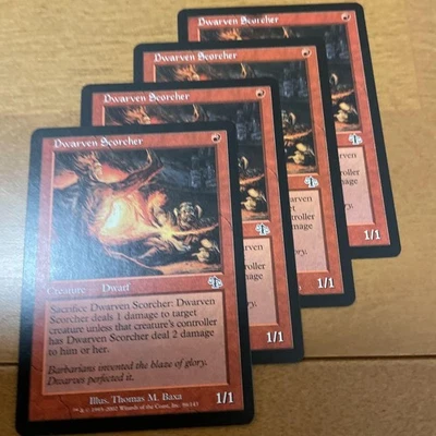 Dwarven Scorcher MTG Magic The Gathering English 4 Card Set Used - Image 1 of 4