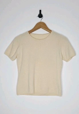 Suéter 100 % cachemir tejido manga corta cuello redondo suéter para mujer talla pequeña  Foto 1 de 4