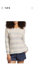 Faherty Ojai Sweater Size Small Nautical Stripe Side Stitching Blue/Beige - Picture 1 of 6