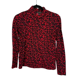 Banana Republic rotes Rollkragen Oberteil mit Tiermuster Gr. XS Langarm Pullover - Bild 1 von 6