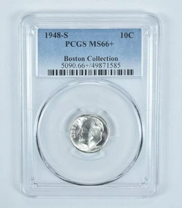 1948-S Roosevelt Dime Boston Collection MS66+ PCGS Blue Label - Picture 1 of 5