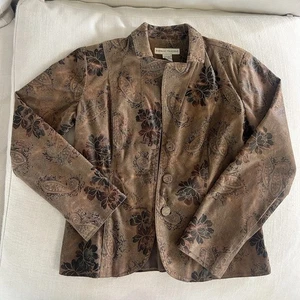 Vintage Western Tan and Brown Paisley Button Up Blazer Bamboo Traders Size Small - Picture 1 of 7