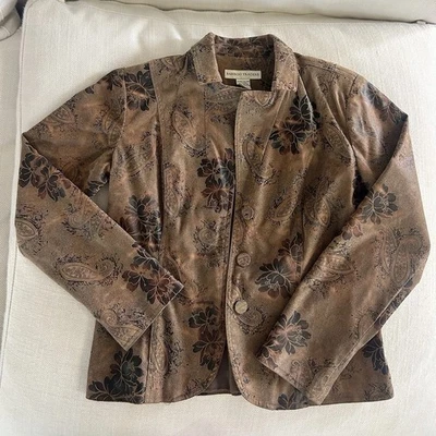 Vintage Western Tan and Brown Paisley Button Up Blazer Bamboo Traders Size Small - Image 1 of 4