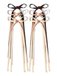 6 Pcs Ribbon Bow Hair Clips Long Tail Hair Accessories Women Wedding Party - Picture 1 of 9