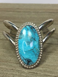 Sterling Silber länglich Türkis Armreif Armband 50g Atemberaubend! - Bild 1 von 10