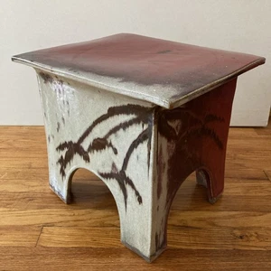 vintage Eric O'leary ceramic stool garden yard red glaze - Picture 1 of 24