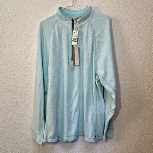 Tommy Bahama Pullover Men’s L Barrier Beach Reversible Half Zip Hummingbird Blue - Picture 1 of 9