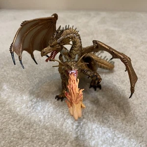 Golden Two Headed Dragon Fire Breathing Hydra Toy Figure Mythical 2005 Papo - Bild 1 von 12