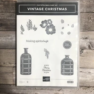 Juego de estampillas vintage de Navidad jarrones flores botellas botella tarro jarrón - Imagen 1 de 2