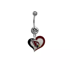 Arizona Cardinals Swirl Heart Football Belly Button Navel Ring Piercing NEW - Picture 1 of 1