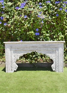 Hand Carved Timber Sofa Entry Table Console Hall Table Indian Boho Shabby Chic - Picture 1 of 9