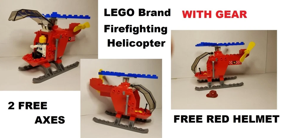 LEGO Minifigure Helicopter Seat Controls Fire Fighting Gear Axe RED HELMET - Image 1 of 1