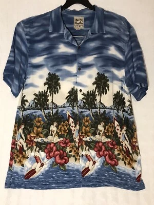 Camisa Hawaiana Para Hombre Tiki Niñas Surf Palm Beach Azul Steve & Barry's Clásica XL Foto 1 de 4