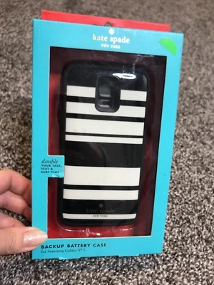KATE SPADE SAMSUNG Galaxy S5 Funda Batería de Respaldo Crema Negro Rayas Foto 1 de 2