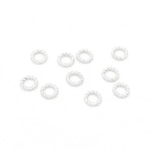 Vintageparts gewundene Binderinge 6 mm aus Messing in Silberfarben 10 Stück - Bild 1 von 4