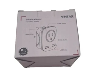 European Travel Plug Adapter VINTAR International Power Adaptor with 2 USB Port - Picture 1 of 4