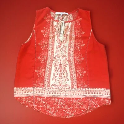 Blusa para mujer Collective Concepts L roja blanca sin mangas top ojo de cerradura puntada fijación Foto 1 de 4