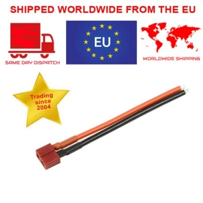 Deans T-Plug Female Connector With Wires, RC Style Connector for Lipo Battery - Image 1 of 4