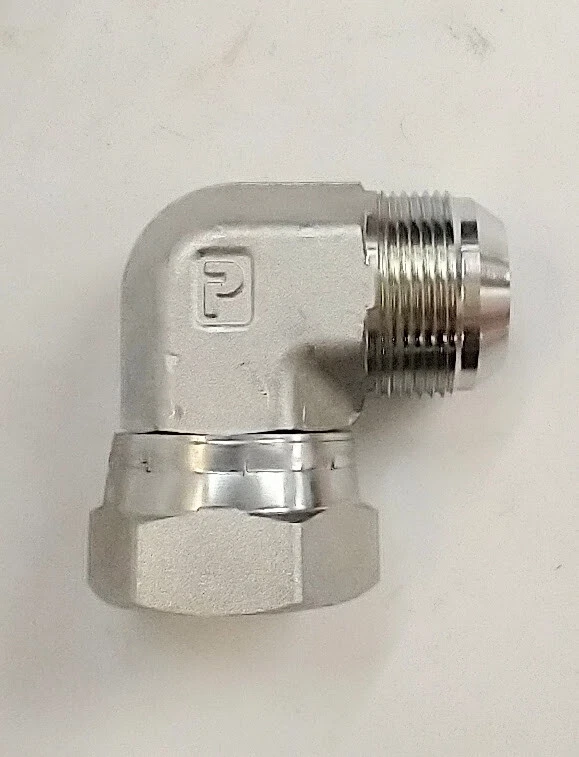 PARKER 1-1/4" JIC TO 1-1/4" SWIVEL COMPRESSION 90° STEEL ELBOW  2250-20-20 - Image 1 of 3