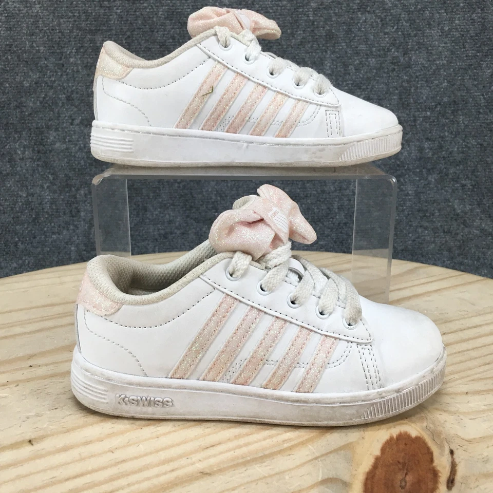 Zapatillas K-Swiss Niños 12 Blanco Rosa Lazo Parte Superior Baja Con Cordones Informales 56732-121-M Foto 1 de 4