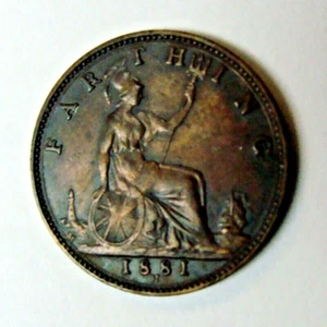 UK Farthing 1881 H HIGH GRADE Great Britain VICTORIA Coin KM #753 - Picture 1 of 2