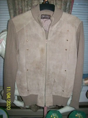 Vintage Women Sears Sportswear Full Zip Tan Leather Jacket - Med. - Image 1 of 4