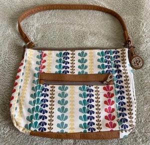 Relic Damen Beige Blau Grün Rot Braun Blätter Canvas Schultertasche - Bild 1 von 12