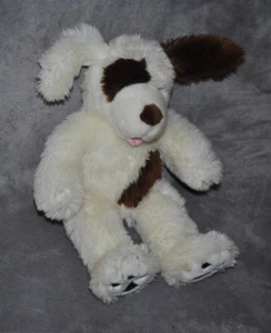 "De Colección Build a Bear Perro Cachorro Peluche Blanco Manchado Marrón Oreja Rellena Animal Juguete 17" - Imagen 1 de 4
