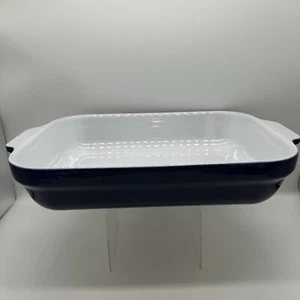 Emile Henry France Rectangular Cobalt Blue Ceramic Baking Dish #96.32 modele dep - Picture 1 of 17