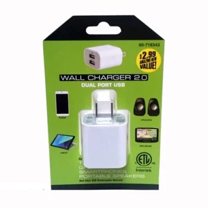 Caricabatteria rapido USB doppia parete 2.0 bianco adattatore 5V 1A 2A per Android Galaxy, iPhone - Foto 1 di 7