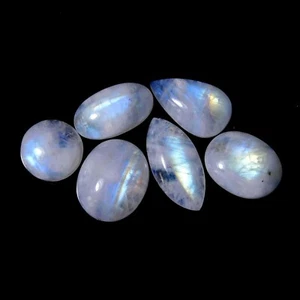 45 Karat Menge natürlicher Regenbogen Mondstein Cabochon Mischung Form loser Edelstein 6 Stück - Bild 1 von 3