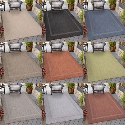 In & Outdoor Balkon Terasse Teppich Wasserfest Küche Rechteckig Bordüre Design   - Bild 1 von 4