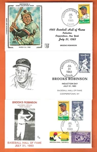 Brooks Robinson First Day Covers HOF Induction 7/31/83 - Cooperstown - Lot of 3 - Picture 1 of 1