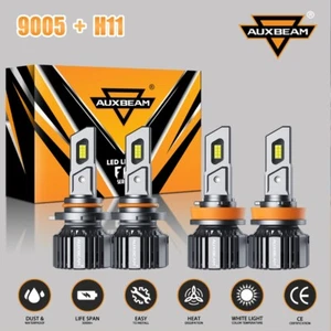 AUXBEAM 9005 H11 LED Headlight Bulbs Kit for 2015-2022 Ford F-150 XL XLT Pickup - Picture 1 of 12