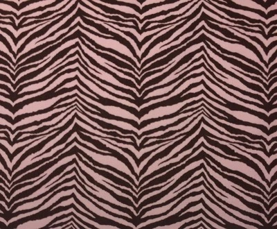 WAVERLY ZEBRA PINK BROWN #D4047 Animal Theme Cotton Fabric BY THE YARD 54"W - Image 1 of 4