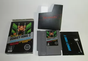 Donkey Kong 3 (1986) Complete CIB Nintendo NES Non Rev-A Nice 5 Screw w/ Hangtab - Picture 1 of 10